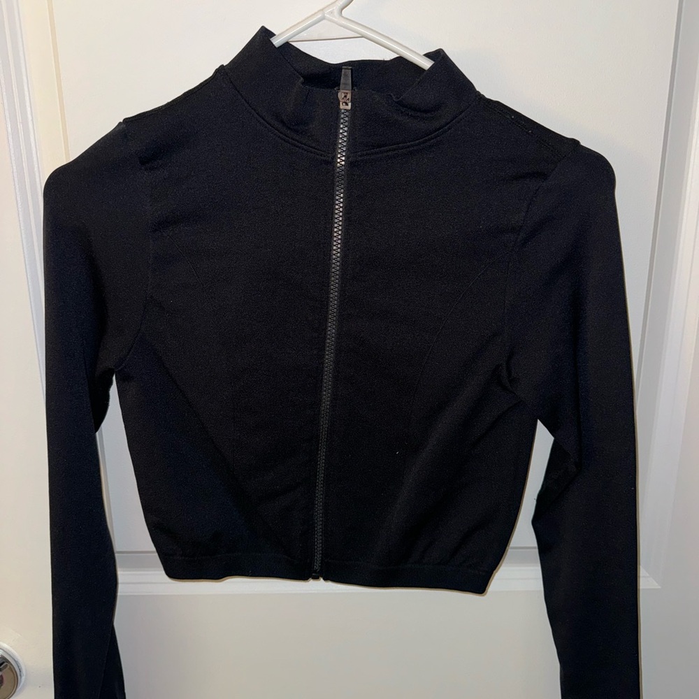 Black Zip-Up Cropped Jacket